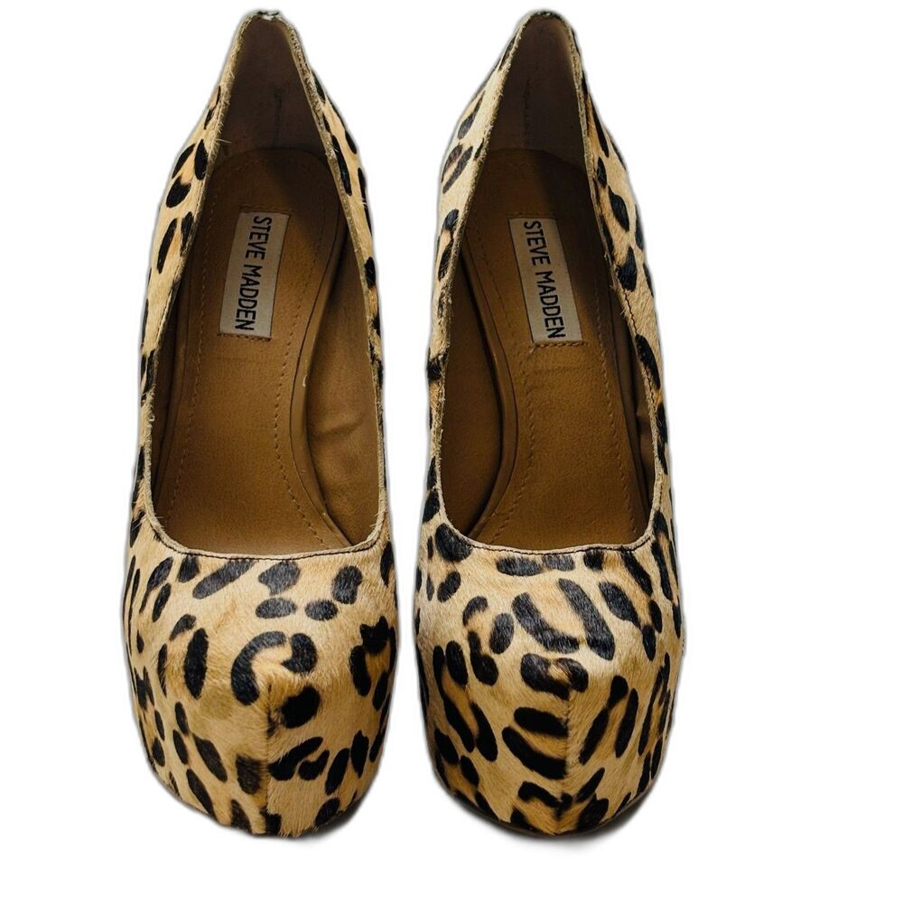 Steve Madden DejaVu Leopard Print Pony Hair Platform Pumps Size 7.5 Stiletto NWT - Picture 3 of 9